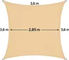 BURI Sonnensegel 3,6x3,6 m beige quadratisch - wetterfestes Produktbild-Vorschau 8