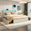 Lit double UnboxG 140 x 190 cm beige en tissu avec 4 Voir les images du produit 12