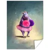 MuchoWow® Poster Nilpferd - Blumen - Ballerina - Pompons - Produktbild-Vorschau 1