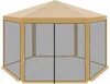 Šesťhranný záhradný pavilón 2x2x2,5 m s moskytiérou Béžová Náhľad obrázku produktu 3