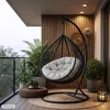 Hangstoel voor de tuin VIRELLA XL, zwart / zwart + grijs Productafbeelding-voorbeeld 2