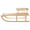 A wooden sled with a backrest and a rope, shown from the side against a white background. Produktbild-Vorschau