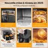 A collage of images showcasing different features of an air fryer, with text overlays in French. Produktbild-Vorschau