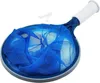 A blue pool skimmer net with a white handle and a small white clip is shown against a white background. Produktbild-Vorschau