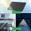 A collage showing a solar panel, a house exterior during the day with a light fixture, and a house exterior at night with the light fixture illuminated. Produktbild-Vorschau