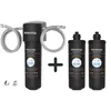 A water filter system with two replacement cartridges and connecting hoses, presented on a white background. Anteprima dell’immagine prodotto