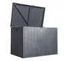 A dark gray storage box with its lid open, shown against a white background. Podgląd zdjęcia produktu