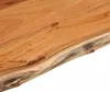A close-up view of the edge of a wooden tabletop with a live edge. Produktbild-Vorschau