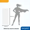 A white refrigerator is shown next to a silhouette of a person to indicate size, with dimensions provided. Produktbild-Vorschau