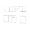 A line drawing of a modern kitchen cabinet set. Náhled obrázku produktu
