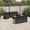 vidaXL 11-tlg. Garten-Sofagarnitur mit Kissen Schwarz Poly Produktbild-Vorschau 2