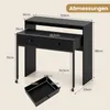 A black desk with dimensions indicated by lines and numbers. Náhled obrázku produktu