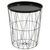 A black metal side table with a tray top and a wireframe base. Produktbild-Vorschau