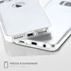 Two clear phone cases are shown, one on top of the other, highlighting the cut-outs for ports and speakers. Produktbild-Vorschau