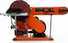 An orange and black oscillating belt sander is shown against a white background. Voir les images du produit