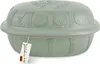A green ceramic Römertopf casserole dish with a lid, decorated with Roman-inspired motifs. Produktbild-Vorschau