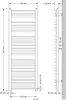 Technical drawing of a radiator with dimensions and side view. Produktbild-Vorschau