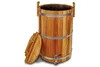 A wooden barrel with a lid and a spigot, shown against a white background. Produktbild-Vorschau
