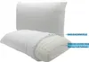 Two white pillows are shown, one in front of the other, with labels indicating their materials. Produktbild-Vorschau