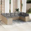 9-tlg. Garten-Sofagarnitur mit Kissen Beige Poly Rattan Produktbild-Vorschau 2