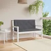 A grey cushion on a white garden bench on a balcony. Voir les images du produit