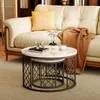 MODFU Couchtisch rund schwarz,2er set Sofatisch mit weiße Produktbild-Vorschau 3