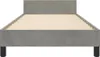 A plain gray bed frame with a wooden slat mattress support, shown from the side. Anteprima dell’immagine prodotto