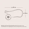 A diagram illustrating the dimensions of a cutting board, with text describing its natural origin and unique shape. Produktbild-Vorschau
