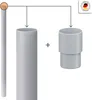 Diagram showing how to connect two pieces of pipe using a connector. Produktbild-Vorschau
