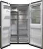 The interior of an open refrigerator and freezer. Produktbild-Vorschau