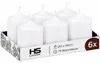 Stumpenkerzen Weiß Ø4xH6 cm 6er-Pack – unbeduftete Produktbild-Vorschau 1