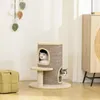Škrabadlo pro kočky PawHut, výška 61 cm, s 2 úkryty, béžové Náhled obrázku produktu 2
