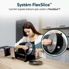A woman is shown interacting with a slicer machine, with a close-up view of its blade. Náhled obrázku produktu