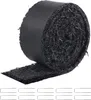A roll of black landscape fabric with a section unrolled, showing its textured surface. Several metal stakes are arranged in rows below the fabric. Produktbild-Vorschau