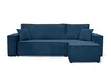 A blue sectional sofa with a chaise lounge, shown from the front against a white background. Voir les images du produit