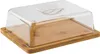 A rectangular bamboo tray with a clear plastic dome lid. Produktbild-Vorschau