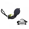 Two views of a black electric crepe maker, one open with lettuce and a crepe inside, and one closed. Náhľad obrázku produktu