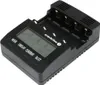 A black battery charger with a digital display and multiple battery slots. Anteprima dell’immagine prodotto