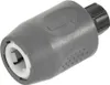 A close-up studio shot of a single gray hose connector with a black threaded end and a white internal fitting. Náhľad obrázku produktu