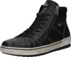 A black high-top sneaker with laces and a side zipper. Voir les images du produit