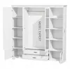 An open white wardrobe with shelves and drawers. Produktbild-Vorschau