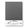 A flat lay of a grey jersey fitted sheet with a color swatch band at the bottom. Produktbild-Vorschau