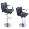 Two black bar stools with chrome bases and armrests are shown against a white background. Náhled obrázku produktu