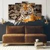 5-teiliges leinwandbild afrika tiger tiere 150x100 cm Feeby Produktbild-Vorschau 3