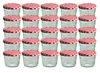 A grid of glass jars with red and white checkered lids. Produktbild-Vorschau