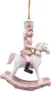 Clayre & Eef Pendentif de Noël Cheval à bascule 9 cm Rose Voir les images du produit 1
