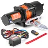A black electric winch with an orange rope and accessories is displayed on a white background. Produktbild-Vorschau
