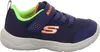 A side view of a child's blue Skechers sneaker with green and orange accents. Produktbild-Vorschau