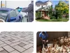 A collage of four images: a person washing a car, a house, a paved walkway, and a person feeding chickens. Náhled obrázku produktu