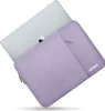A laptop is partially inserted into a lavender laptop sleeve. Náhled obrázku produktu